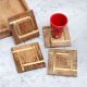 Decorative High-Quality Wooden Coasters - Pack of 4